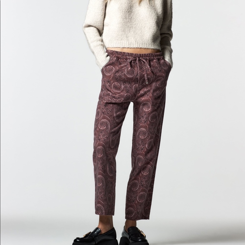 Zara PRINTED PAJAMA-STYLE PANTS